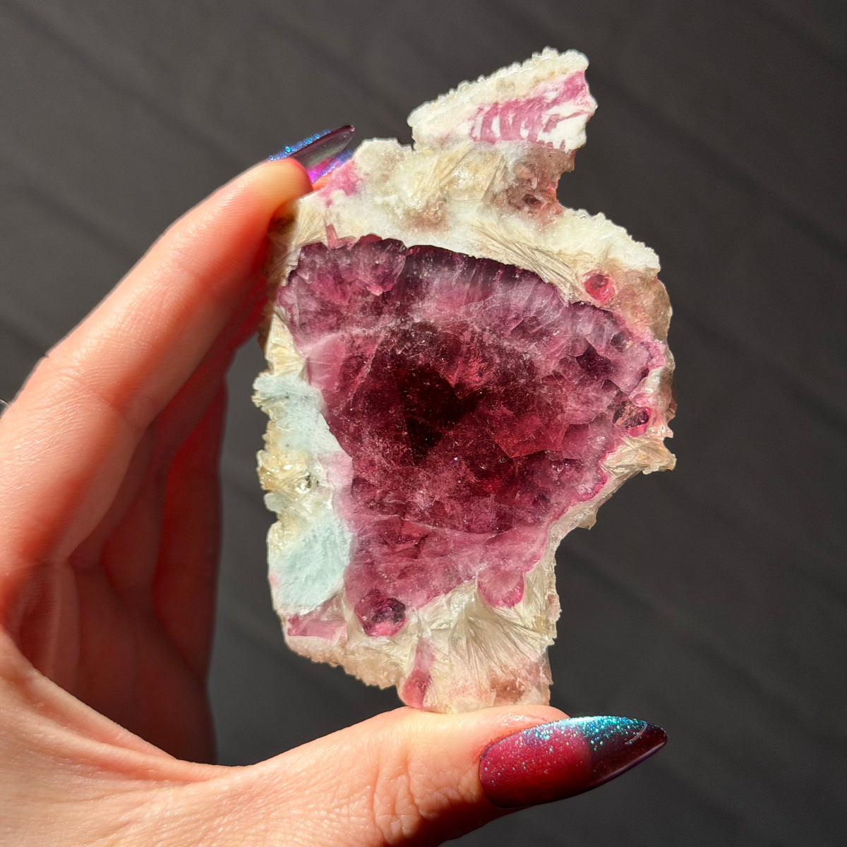 hot pink tourmaline slice