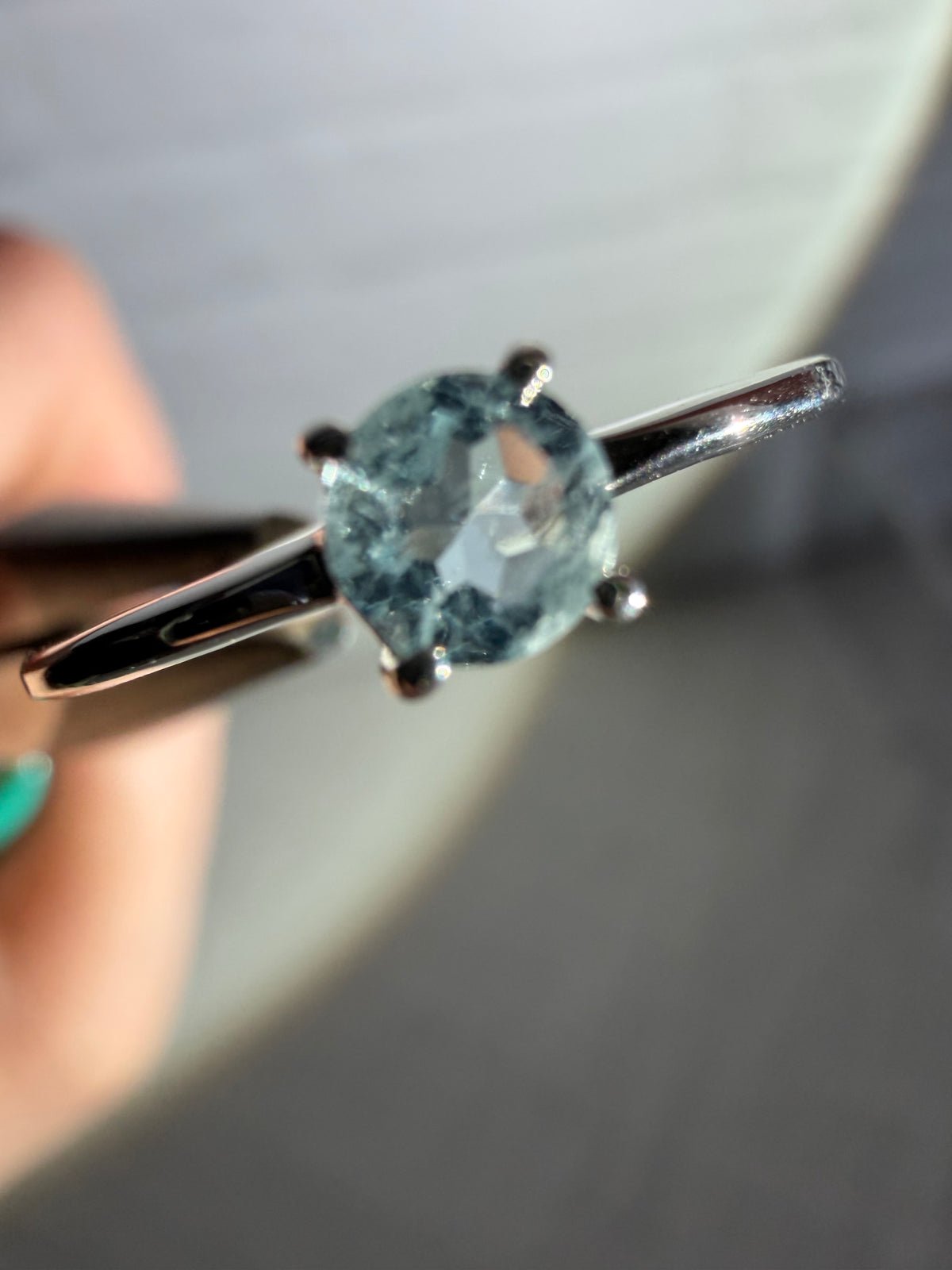 size 8 aquamarine ring