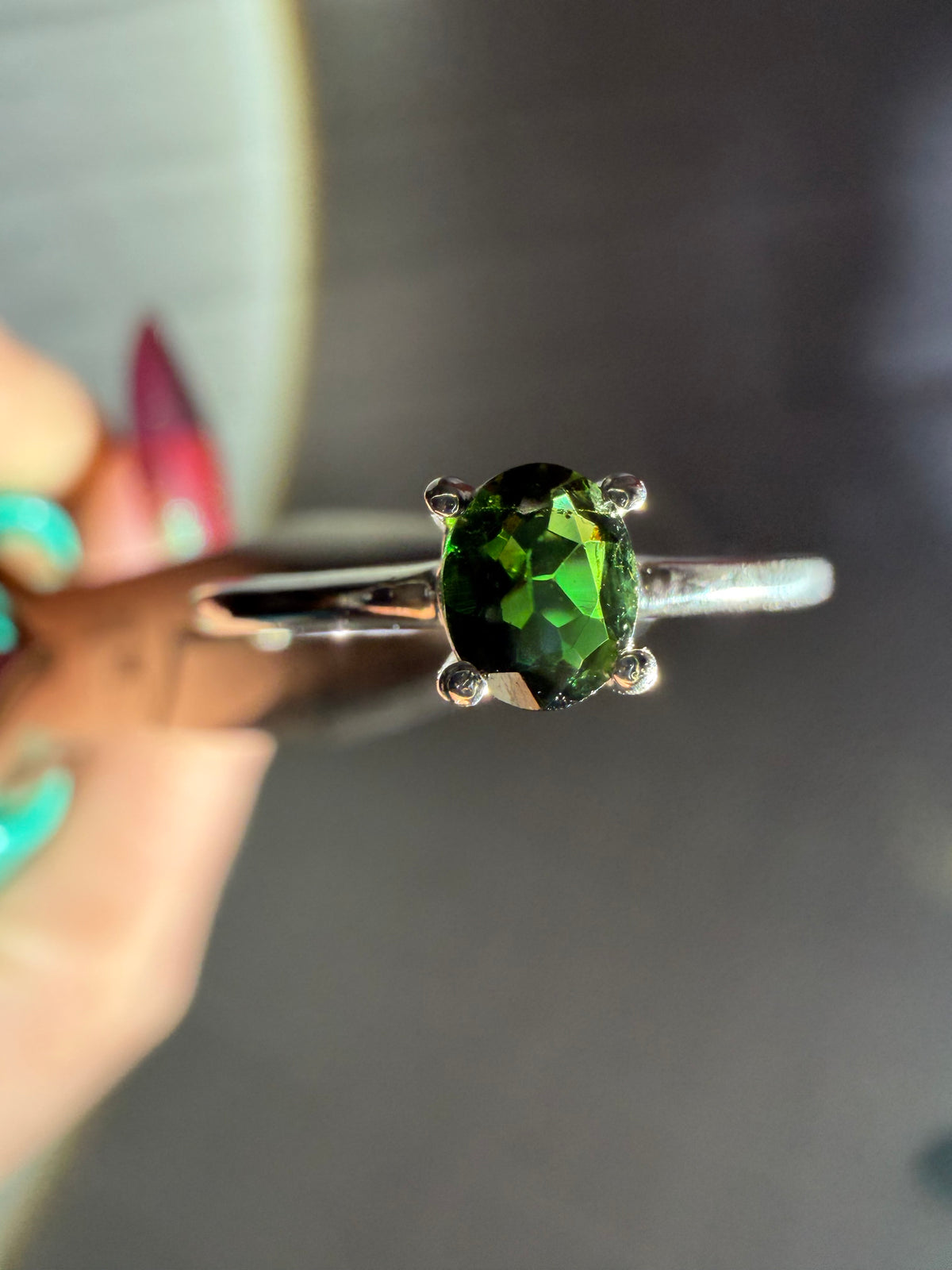 size 6 green tourmaline ring