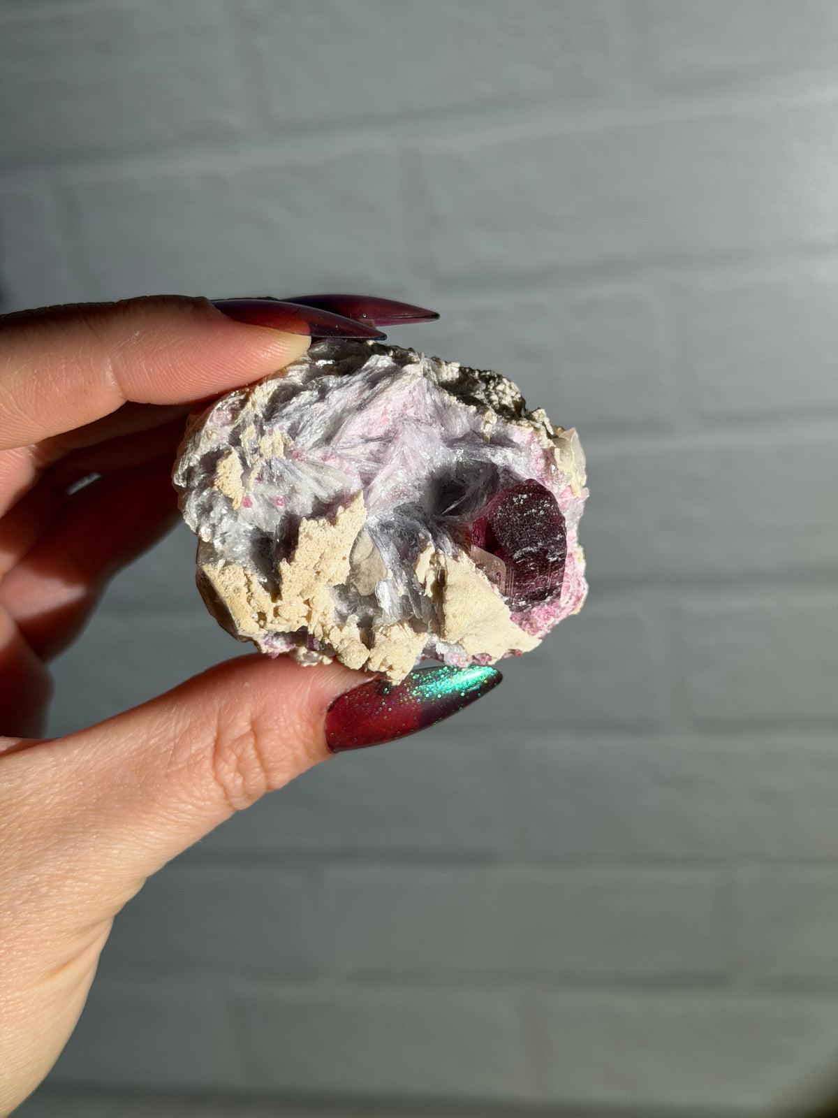 pink tourmaline with lepidolite specimen