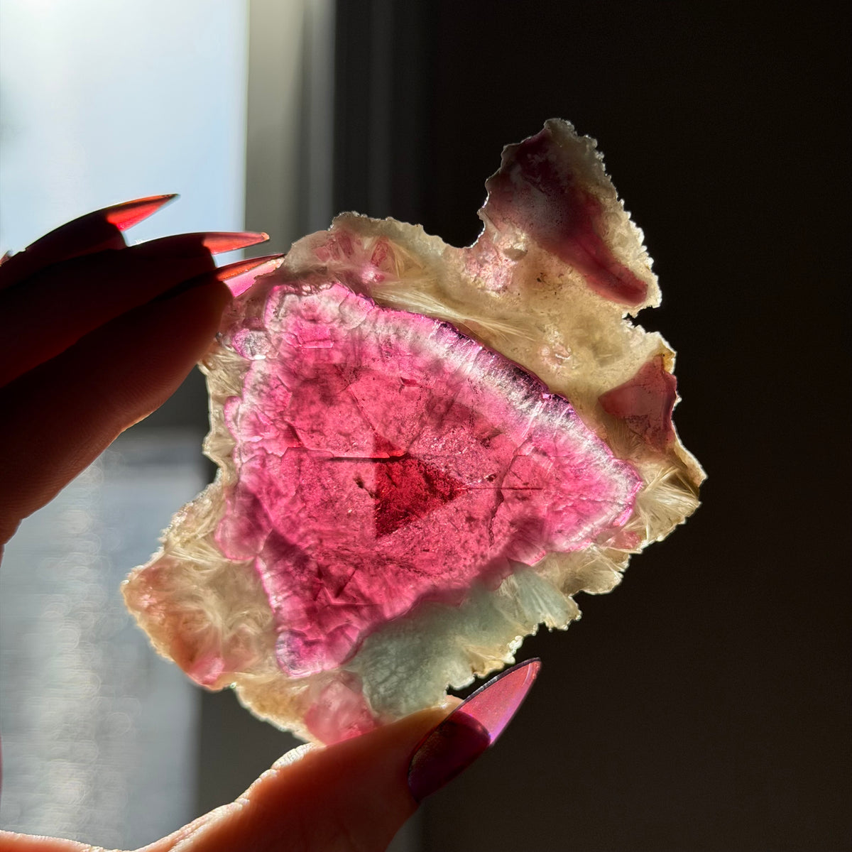 hot pink tourmaline slice