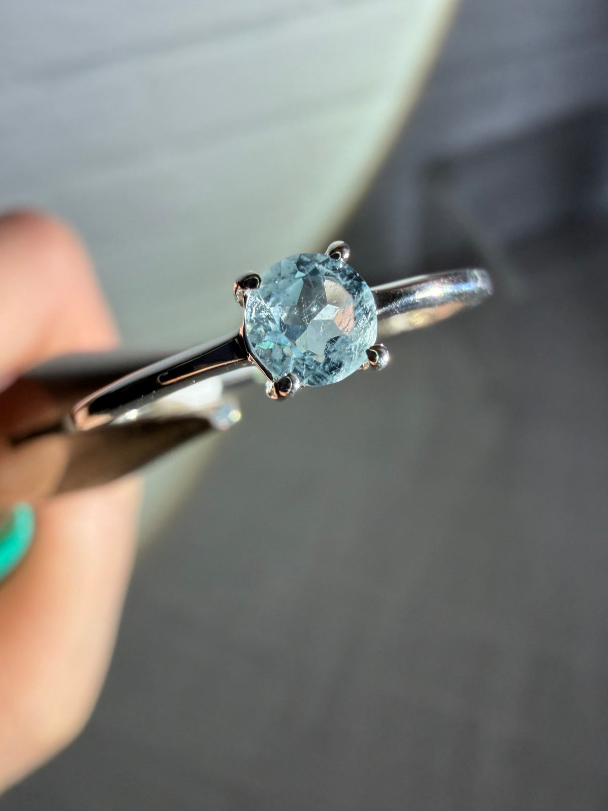 size 8 aquamarine ring