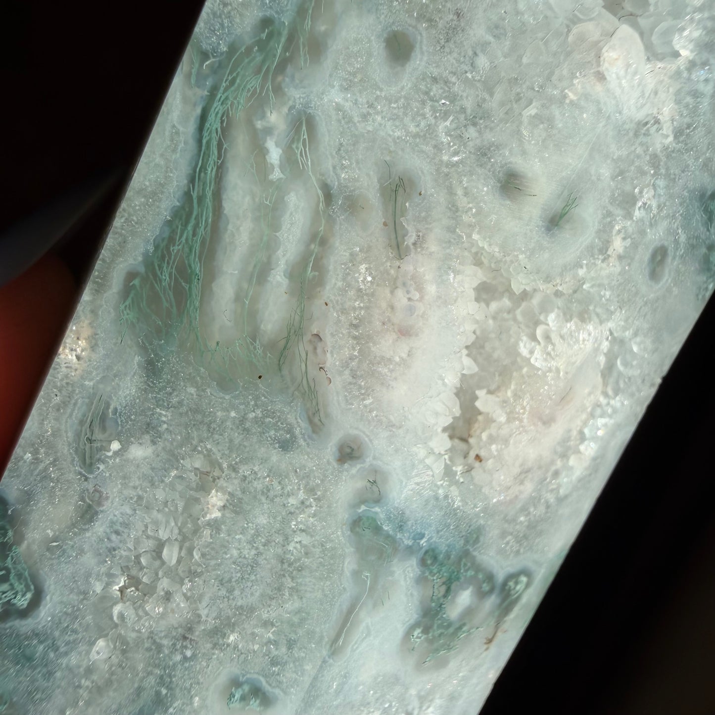 large moss agate tower