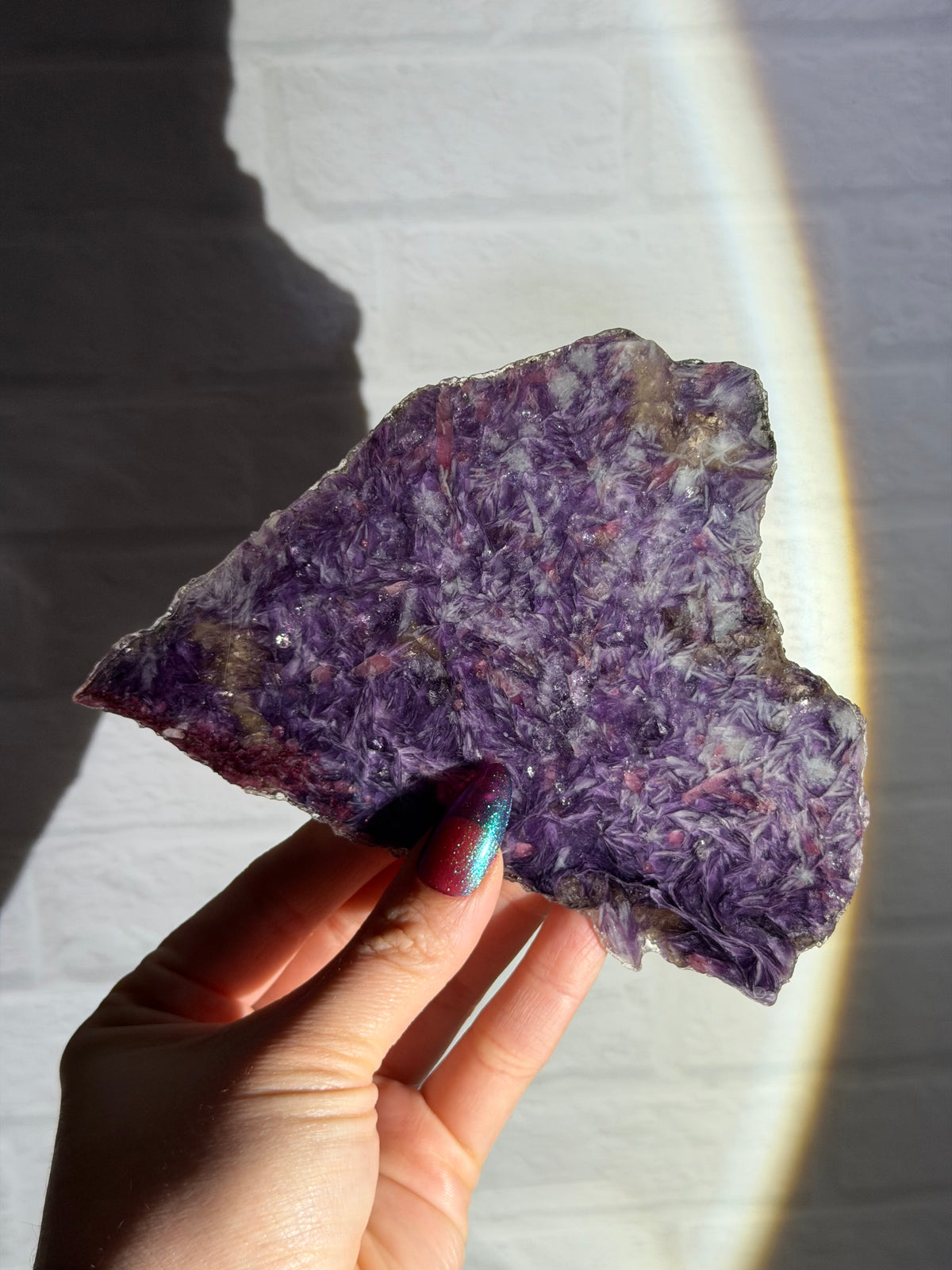 lepidolite with pink tourmaline slice