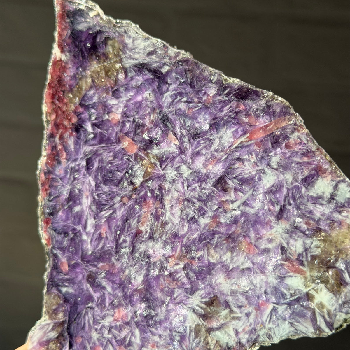 lepidolite with pink tourmaline slice