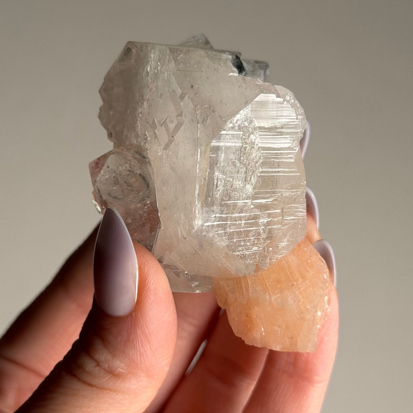 apophyllite with stilbite & black chalcedony m
