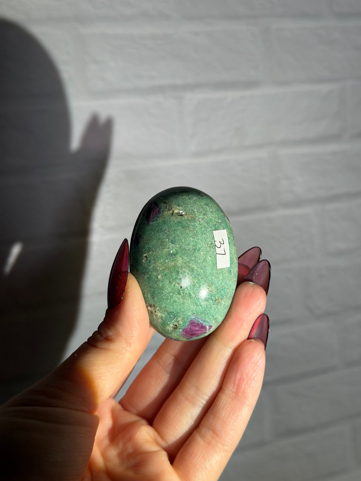 ruby in fuchsite palm b