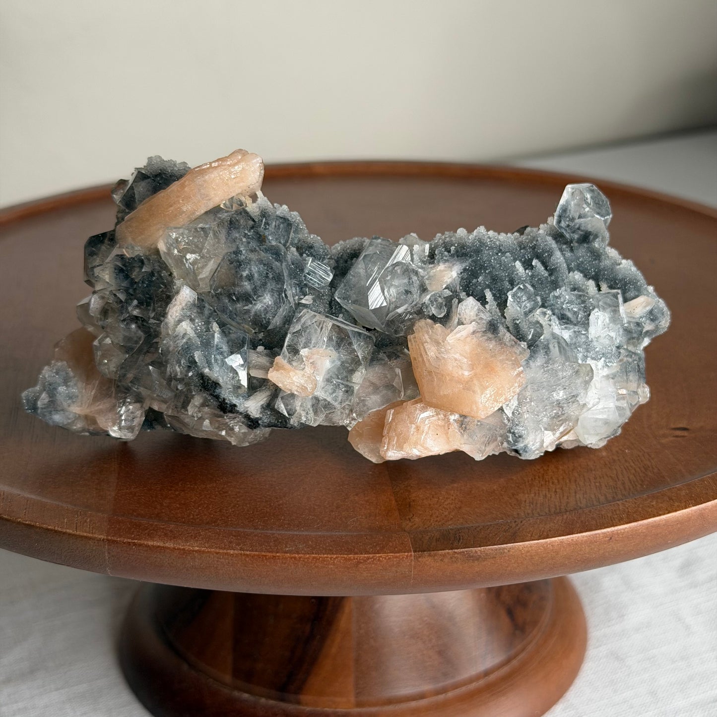 apophyllite with stilbite & black chalcedony b