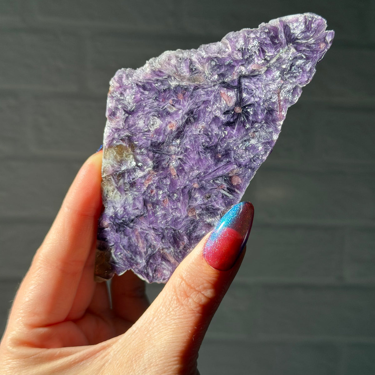 lepidolite with pink tourmaline slice c