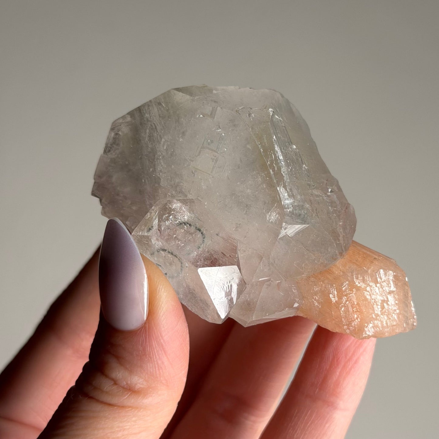 apophyllite with stilbite & black chalcedony m