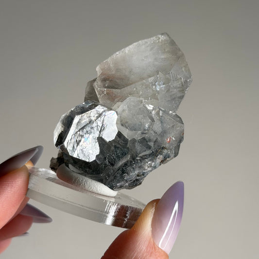 apophyllite with stilbite & black chalcedony l