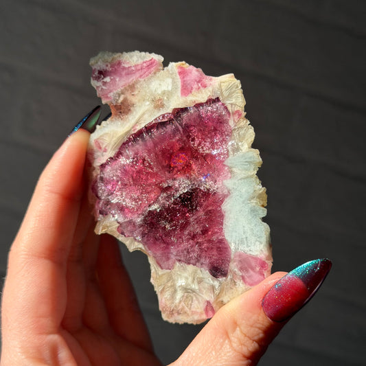hot pink tourmaline slice