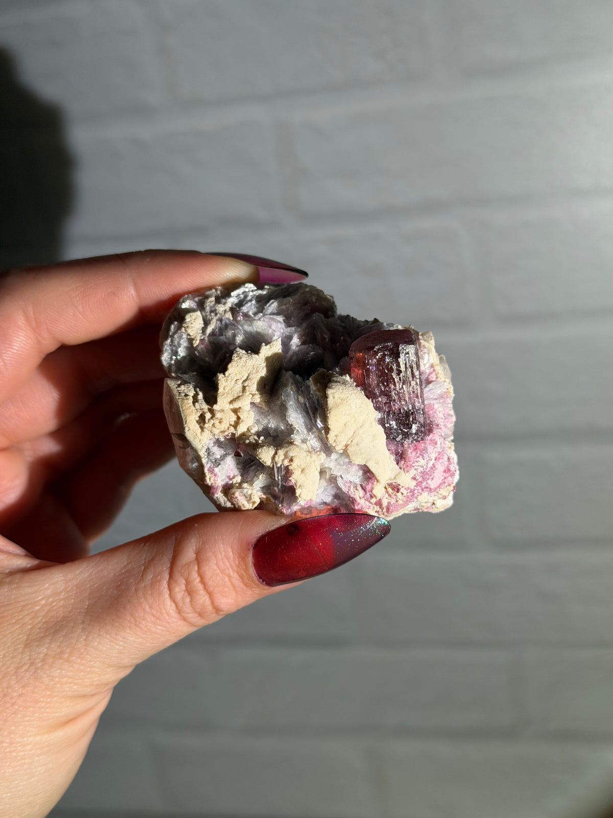 pink tourmaline with lepidolite specimen