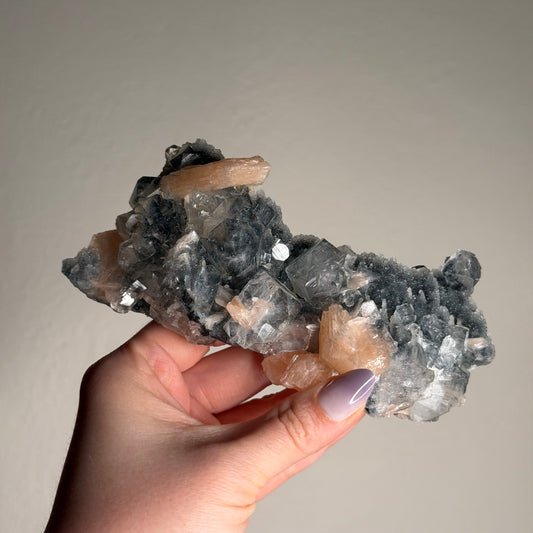 apophyllite with stilbite & black chalcedony b
