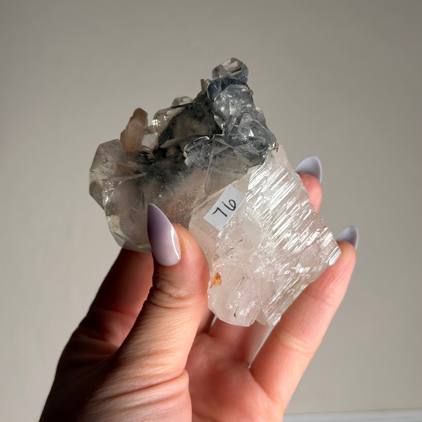 apophyllite with stilbite & black chalcedony g