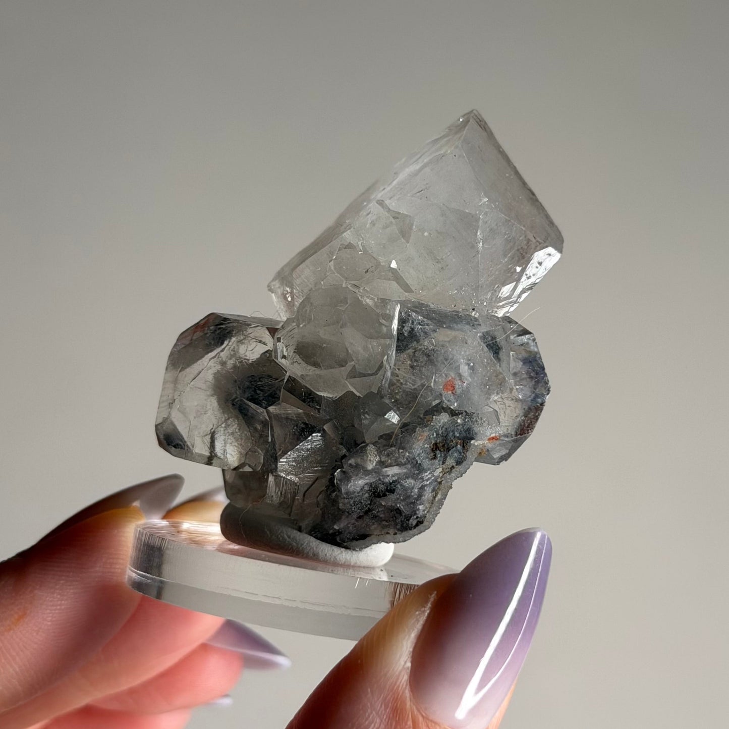 apophyllite with stilbite & black chalcedony l