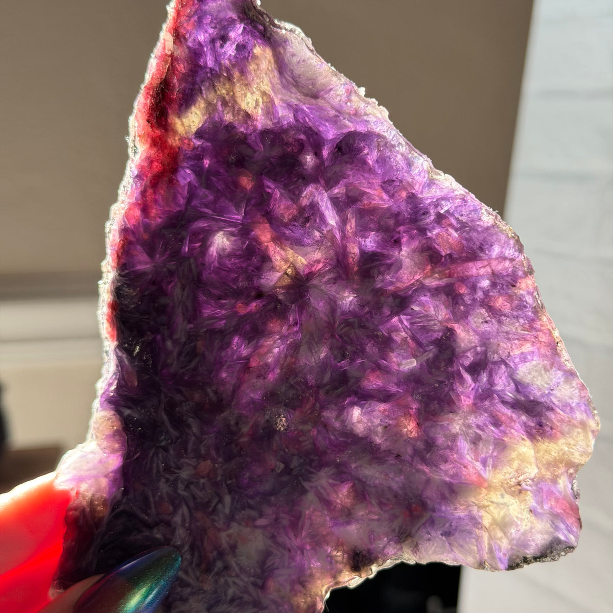 lepidolite with pink tourmaline slice