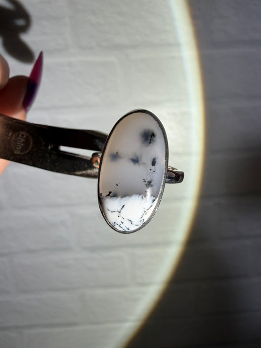 size 6 dendritic opal ring