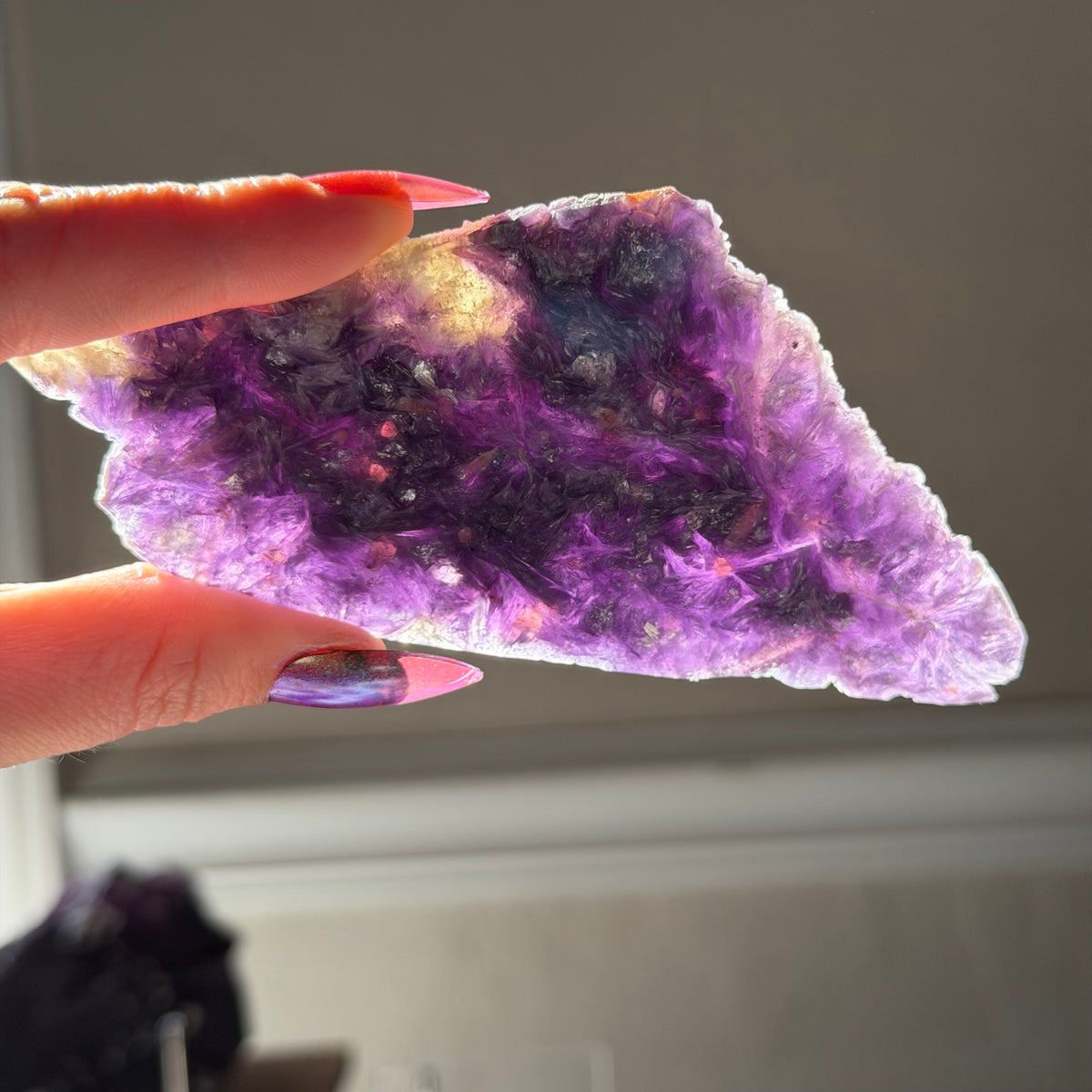 lepidolite with pink tourmaline slice c