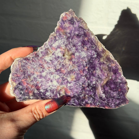 lepidolite with pink tourmaline slice b