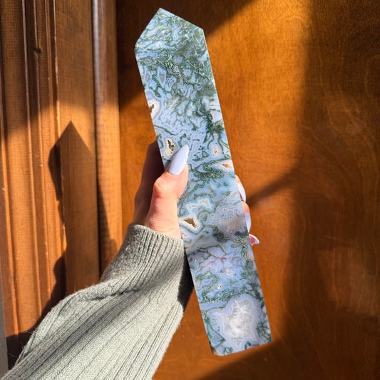 XL moss agate tower a