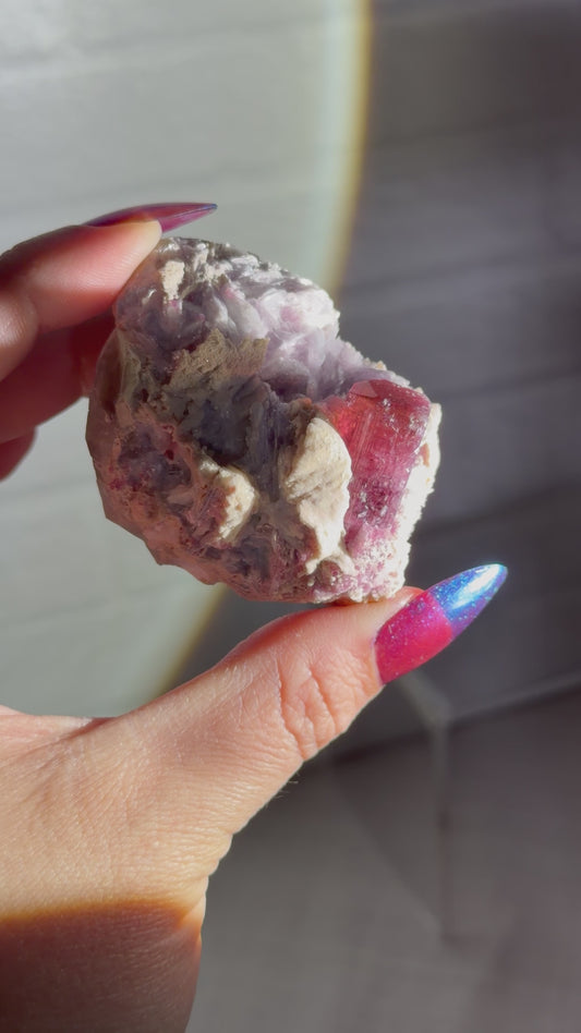 pink tourmaline with lepidolite specimen